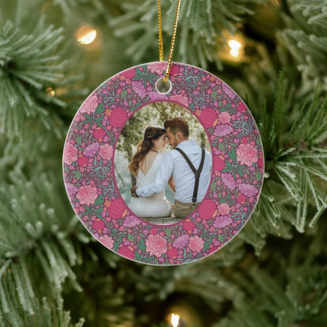 Spring Garden Mother's Day Japanese Lanterns Photo Ceramic Ornament (Tree)