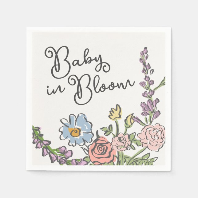Spring Garden Party Pastel Floral Baby Shower Napkin (Front)