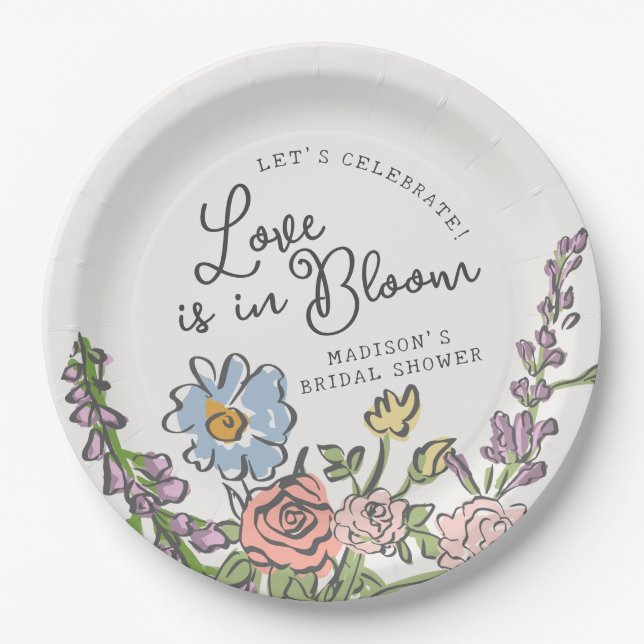 Spring Garden Party Pastel Floral Bridal Shower Paper Plate (Front)