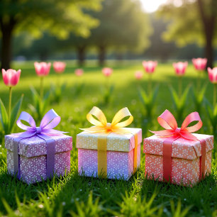 Spring Garden Pastel Floral Set of 3 Wrapping Paper Sheet