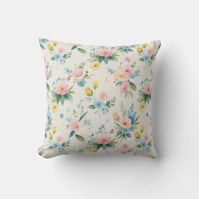 spring garden pastel florals cushion (Front)