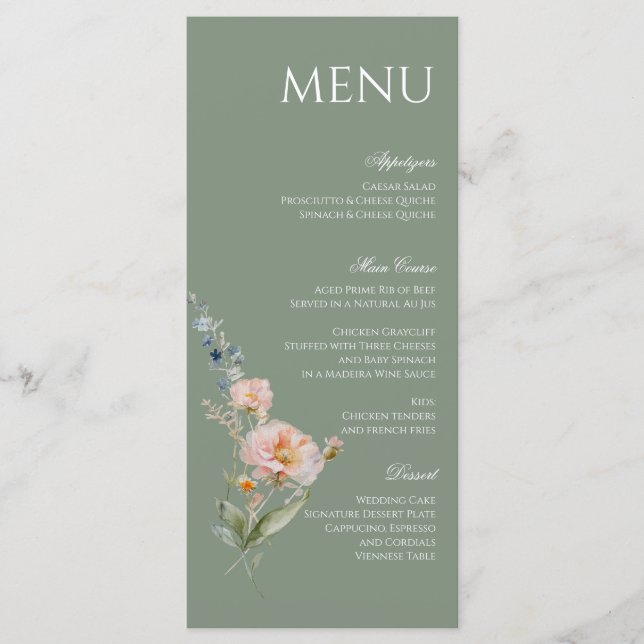 Spring Garden Pastel Romance Menu Design (Front)