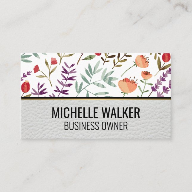 Spring Garden Pattern Business Card (Front)