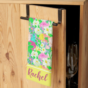 Spring garden personalised kitchen towel