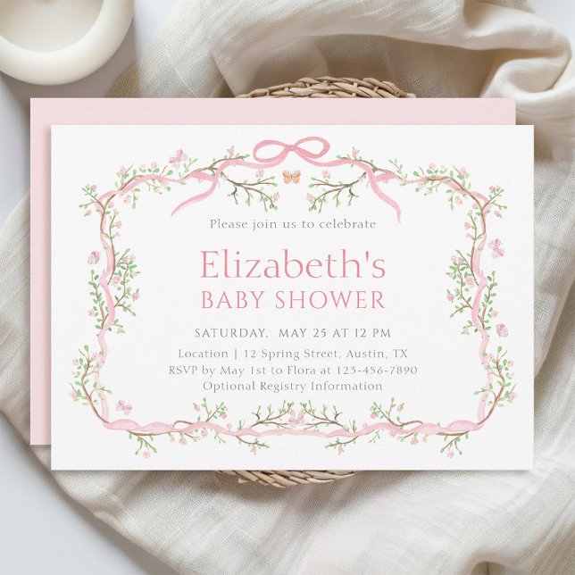 Spring Garden Pink and Green Baby Shower    Invitation (Creator Uploaded)