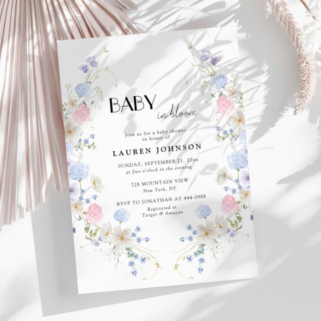 Spring Garden Pink Purple Wildflowers Baby Shower Invitation (Creator Uploaded)