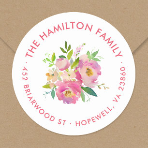 Spring Garden Round Return Address Label