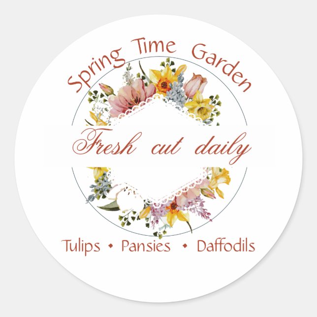Spring Garden sign Classic Round Sticker (Front)