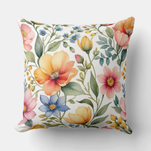 Spring Garden Symphony - Watercolor Wildflower Pat Cushion