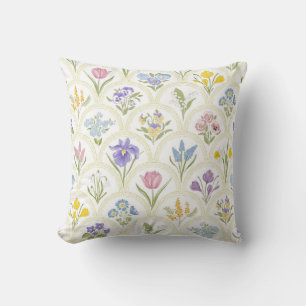 Spring Garden variety flowers in rainbow medallion Cushion