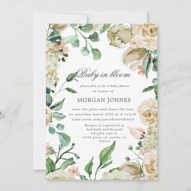 spring garden virtual Shower Invitation (Front)