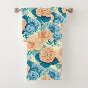 Spring garden watercolor bath towel set