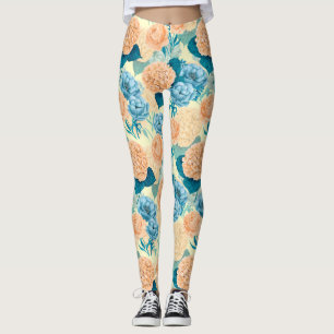 Spring garden watercolor leggings