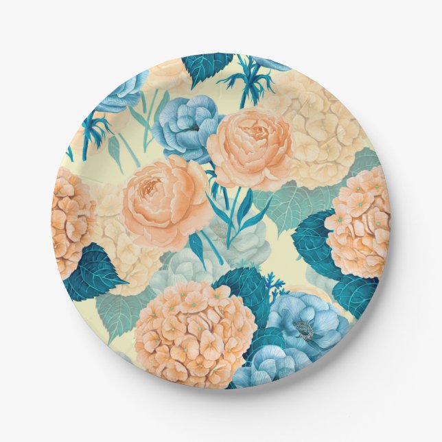 Spring garden watercolor paper plate (Front)