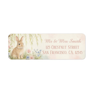 Spring Garden Watercolor Rabbit Return Address Label