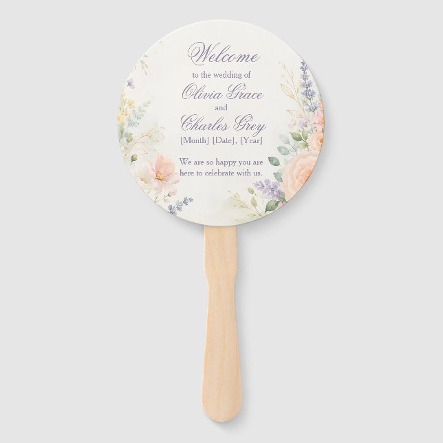 Spring Garden Wedding Hand Fan (Front)