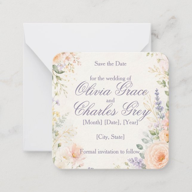 Spring Garden Wedding Save the Date Card (Front)