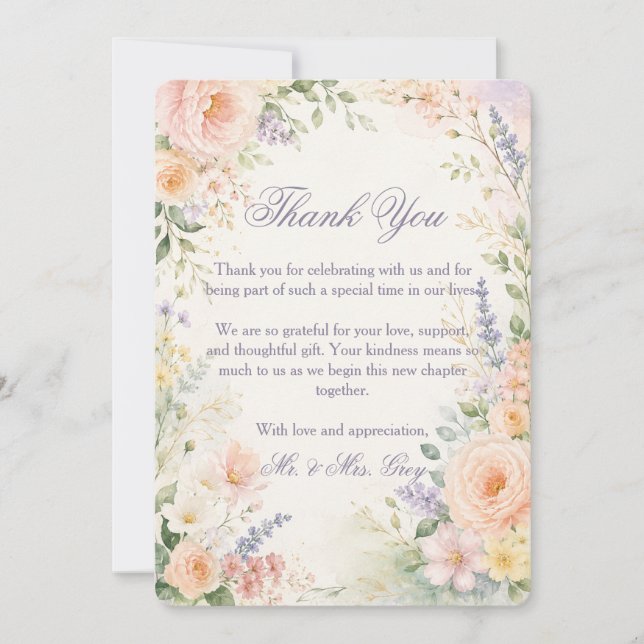 Spring Garden Wedding Thank You Card (Front)
