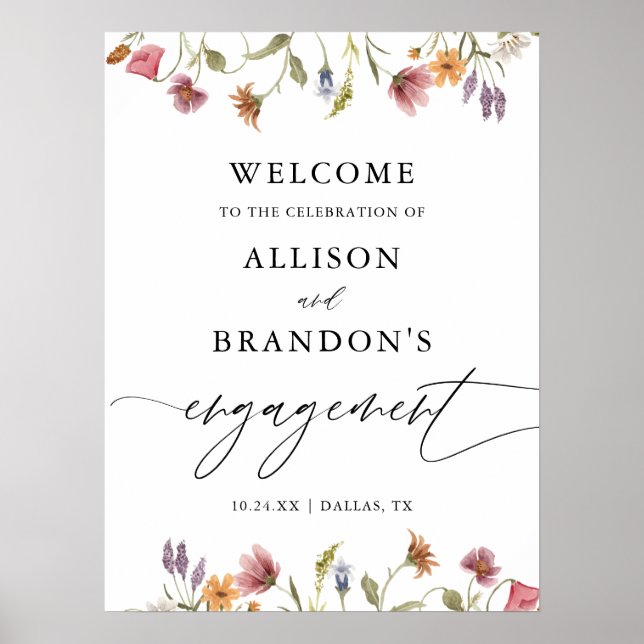 Spring Garden Wildflower Engagement Welcome Sign (Front)