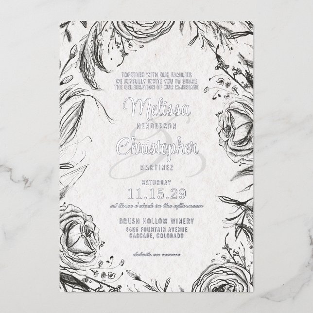 Spring Garden with Photo Wedding Invitation (Front)