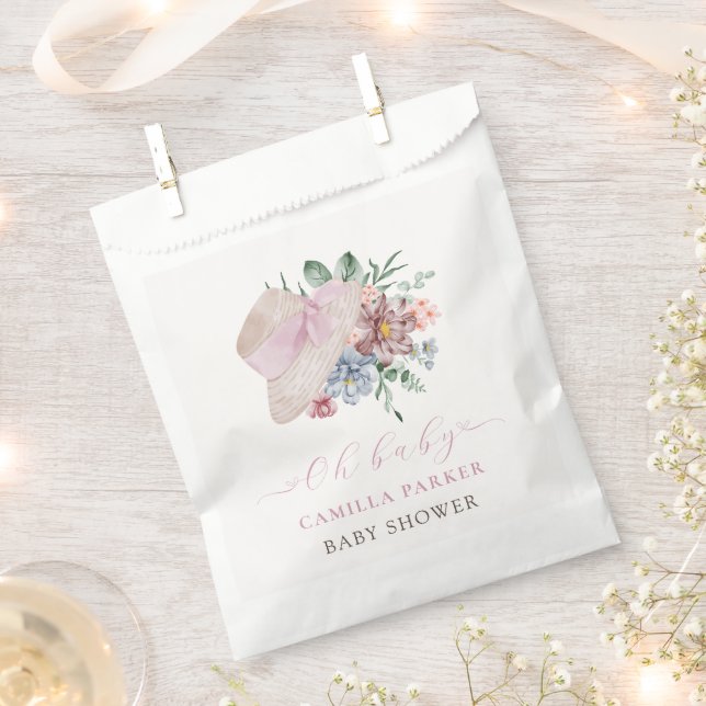 Spring Girl Garden Hat Baby Shower Welcome Sign Favour Bag (Clipped)