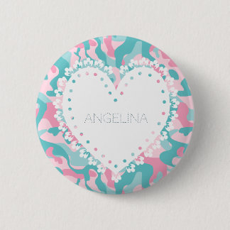 Spring Girly Camouflage Personalise 6 Cm Round Badge