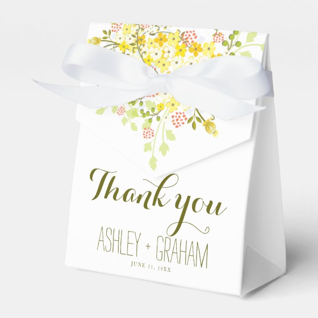 Spring Glory Personalised Floral Wedding Favour Bo Box (Front Side)