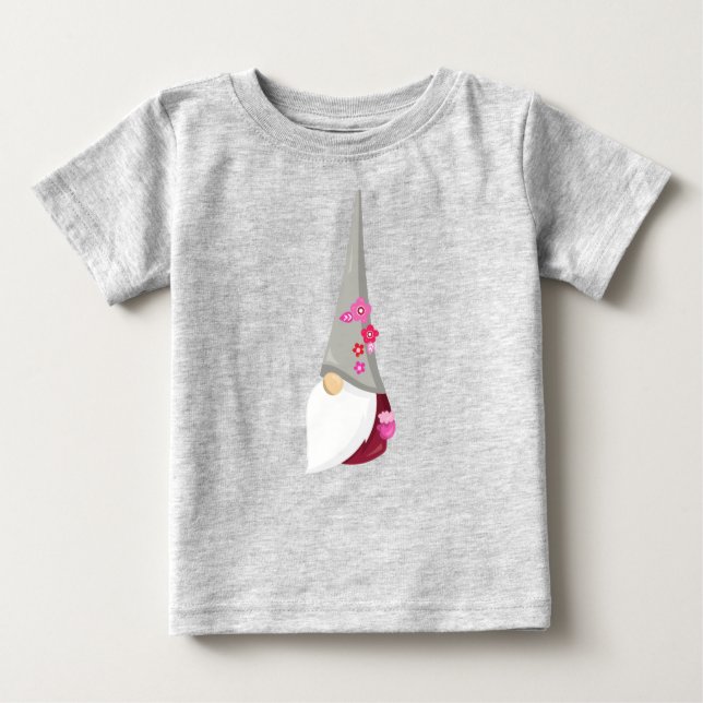 Spring Gnome, Cute Gnome, Garden Gnome, Flowers Baby T-Shirt (Front)