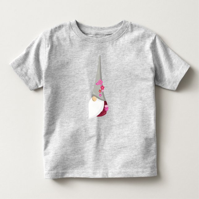 Spring Gnome, Cute Gnome, Garden Gnome, Flowers Toddler T-Shirt (Front)