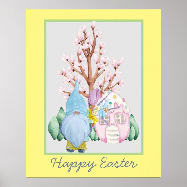Spring Gnome Home Happy Easter  Poster (Front)