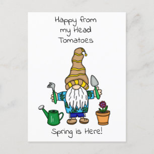 Spring Gnome ready to Garden   Postcard