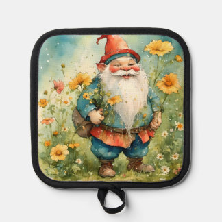 Spring Gnome With Flowers Pot Holder
