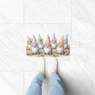 Spring Gnomes in a Meadow Doormat
