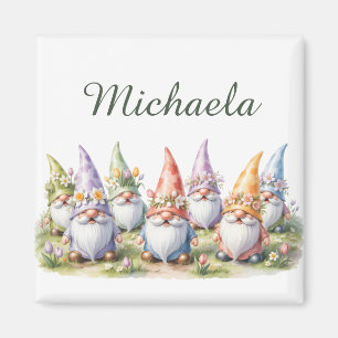 Spring Gnomes in a Meadow Magnet