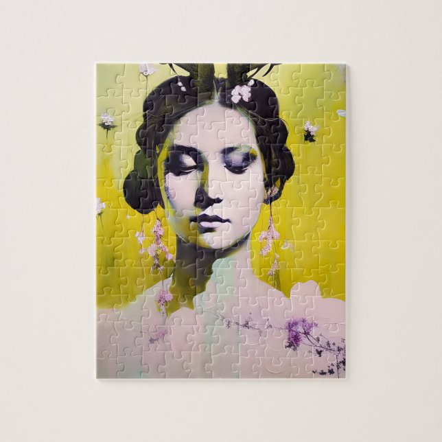 Spring Goddess Yellows and Pinks Jigsaw Puzzle (Vertical)