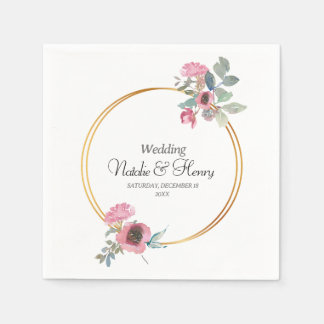 Spring Gold and Watercolor Wedding Napkin