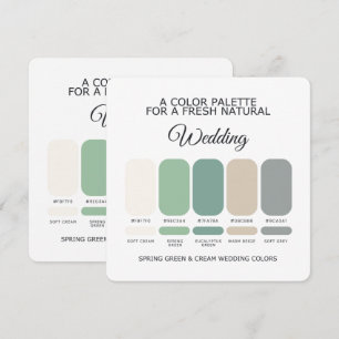 Spring Green and Cream Wedding Colour Palette Card