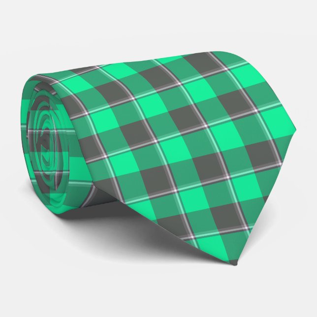 Spring Green and Finlandia Plaid Neck Tie (Rolled)