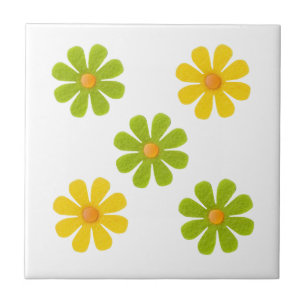 Spring green and orange flowers for home decor ceramic tile