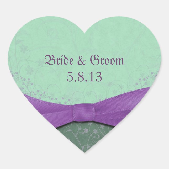 Spring Green and Purple Wedding Stickers (Front)