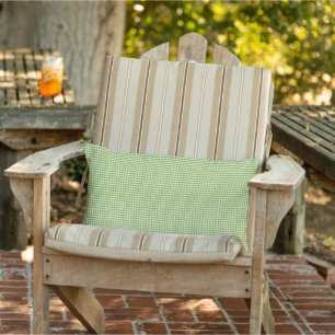 Spring Green and White Gingham Lumbar Cushion