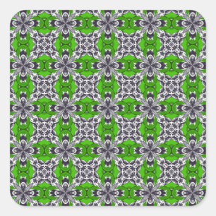Spring Green and White Repeat Tile Pattern Square Sticker