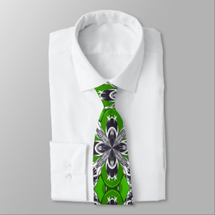 Spring Green and White Repeat Tile Pattern Tie