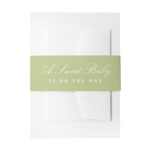 Spring Green and White Sweet Baby on the Way Invitation Belly Band