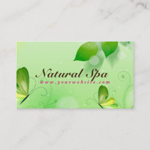 Spring Green Background With Butterfly Business Card