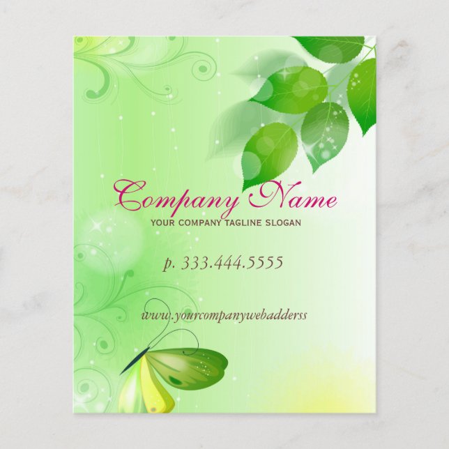Spring Green Background With Butterfly Flyer (Front)