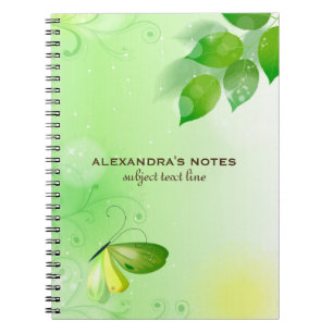 Spring Green Background With Butterfly Notebook