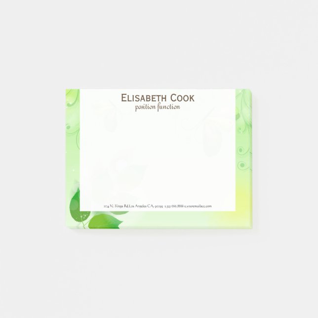 Spring Green Background With Butterfly Post-it Notes (Front)