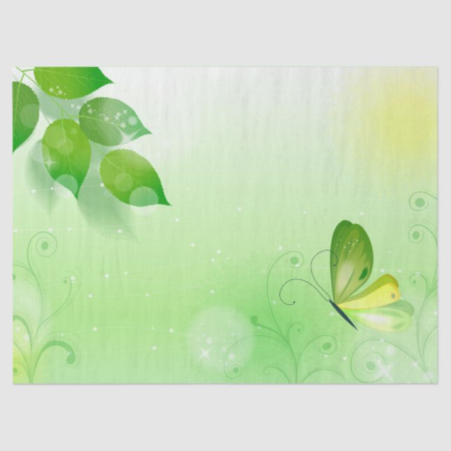 Spring Green Background With Butterfly Tissue Paper (Front)