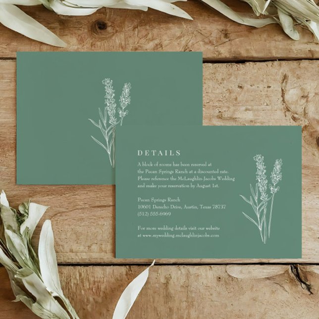 Spring Green Boho Wildflower Wedding Details Card (Creator Uploaded)
